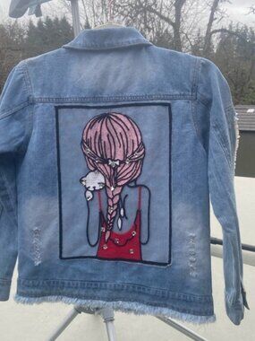 Streetwear-Inspired Denim Jacket with Embroidered Back